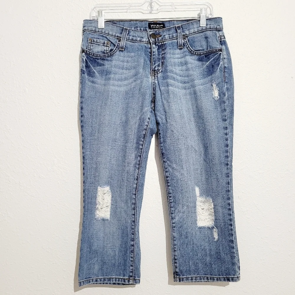 Truck Jeans Distressed Capris 100% Cotton Made In USA Woman's Size 7 - Picture 2 of 12